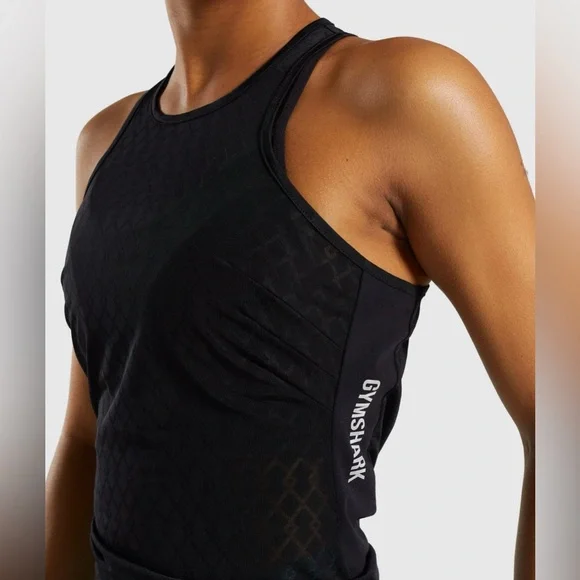 Gymshark Go Mesh Vest Black Performance Tank Size Medium - Picture 5 of 8
